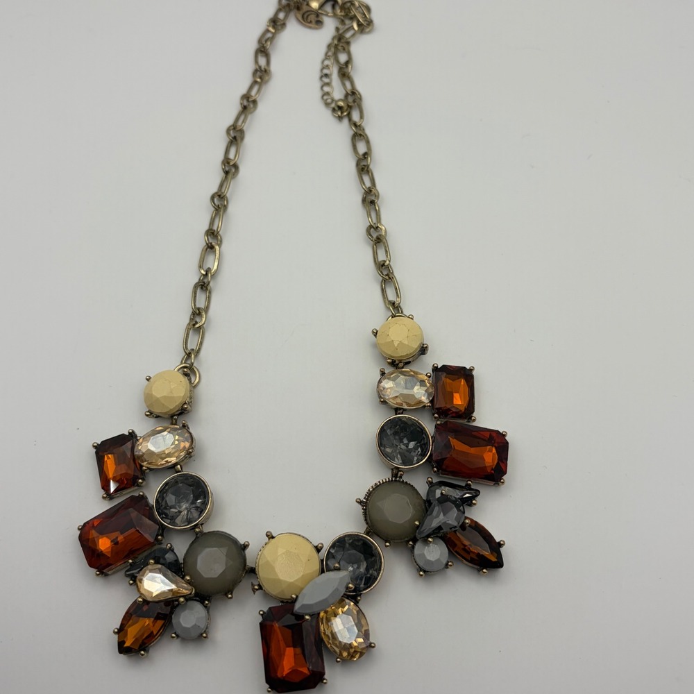 Charming Charlie Tortoise Brulee Chunky Crystal Bib Collar‎ Necklace Goth Fall